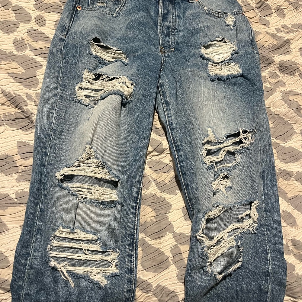 Lucky Brand Ripped Blue Straight Leg Jeans